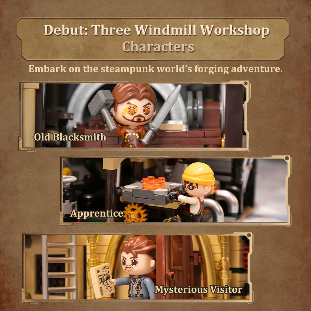 Pantasy 85026 Steampunk Windmühle 2400 Klemmbausteine Modular Building MaxiBricks