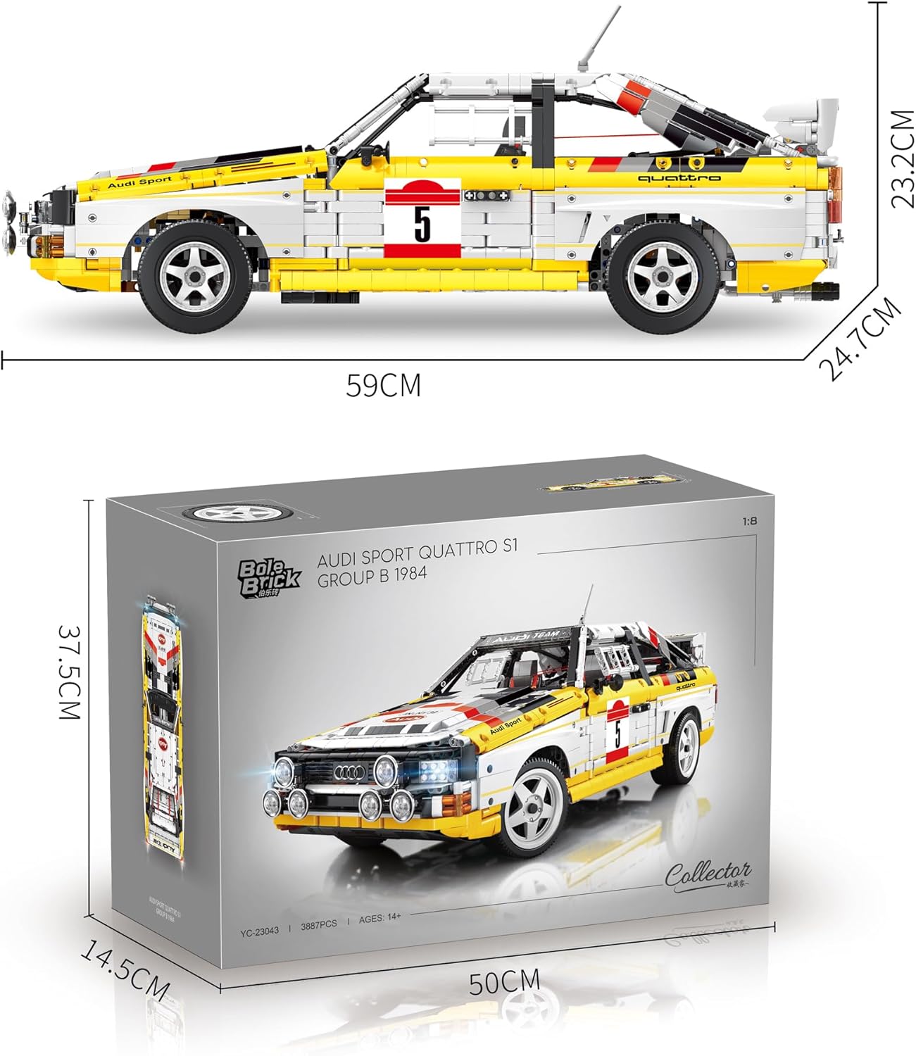 Bole Brick YC 23043 Technik Audi Sport Quattro 1984 1:8 MaxiBricks