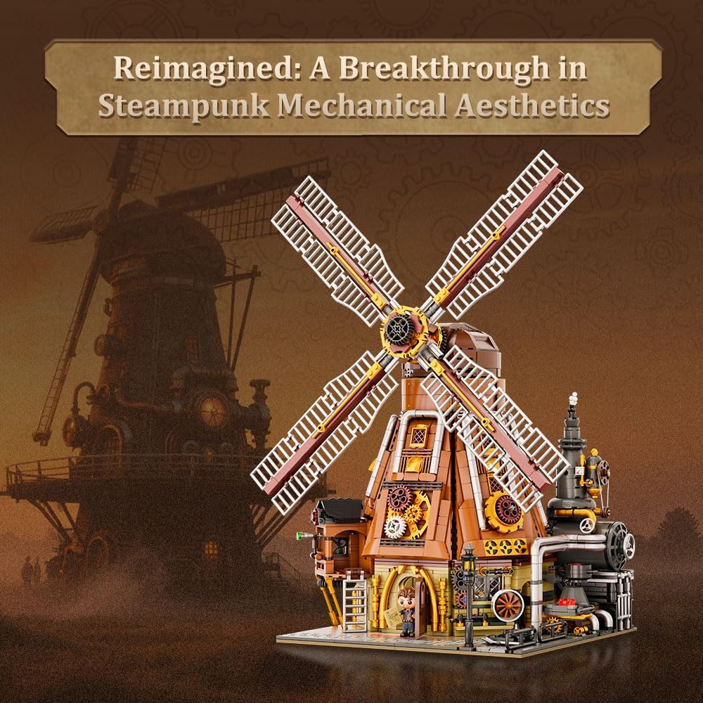 Pantasy 85026 Steampunk Windmühle 2400 Klemmbausteine Modular Building MaxiBricks