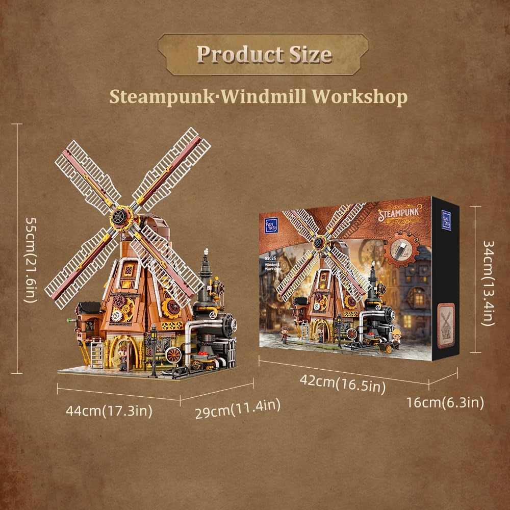 Pantasy 85026 Steampunk Windmühle 2400 Klemmbausteine Modular Building MaxiBricks