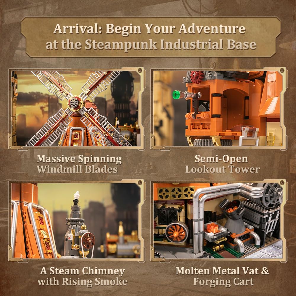 Pantasy 85026 Steampunk Windmühle 2400 Klemmbausteine Modular Building MaxiBricks