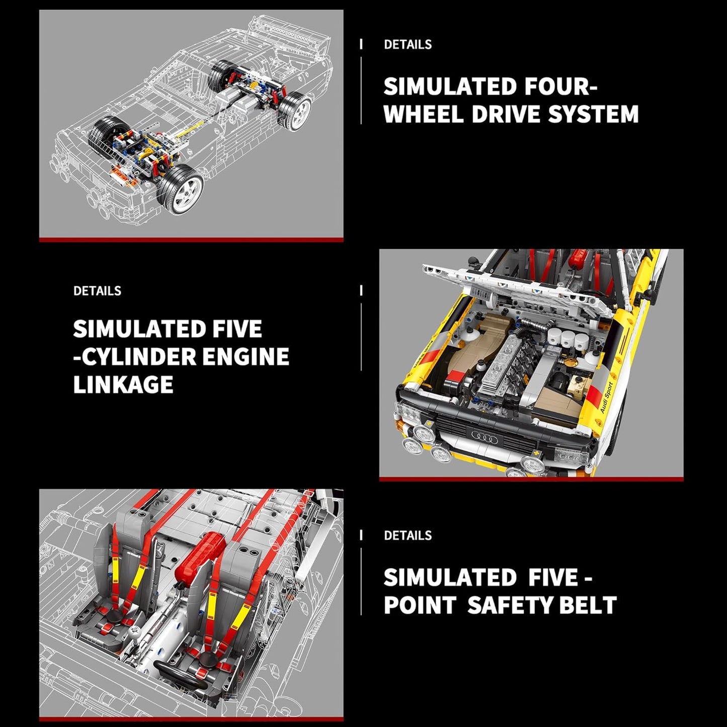 Bole Brick YC 23043 Technik Audi Sport Quattro 1984 1:8 MaxiBricks