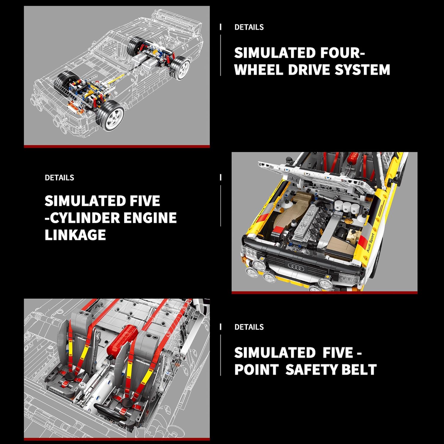 Bole Brick YC 23043 Technik Audi Sport Quattro 1984 1:8 MaxiBricks