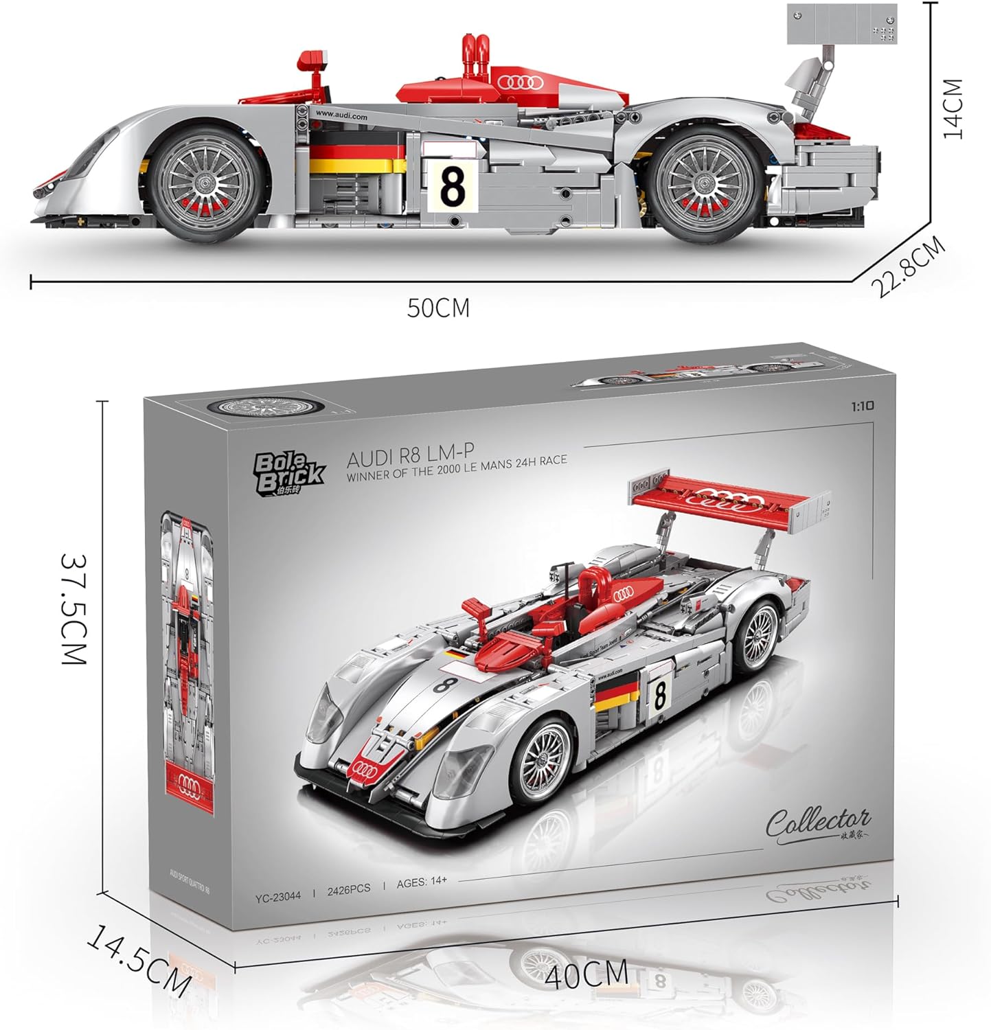 Bole Brick YC-23044 Technik Audi R8 LMP 1:10 MaxiBricks
