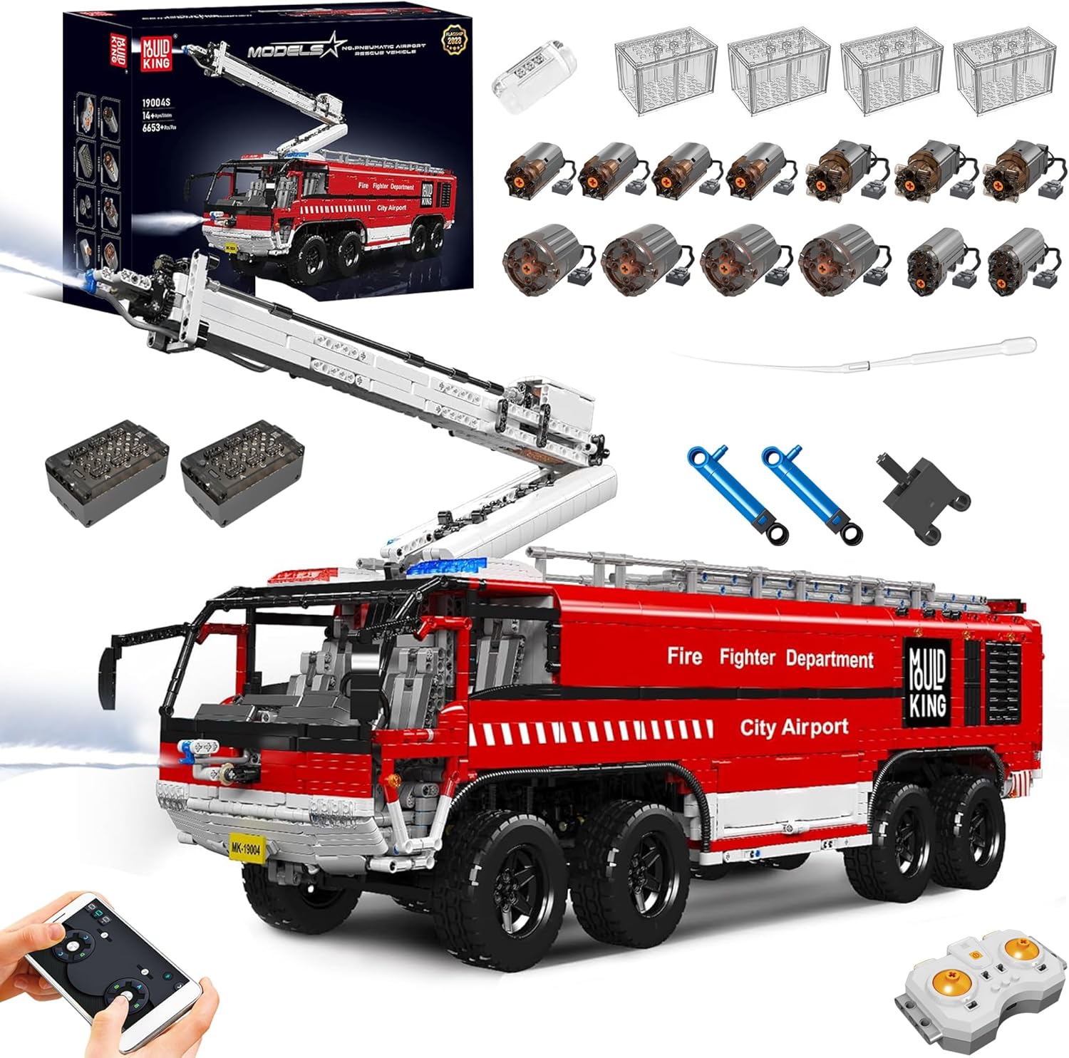 Mould King 19004 RC Technik Flughafen Feuerwehr Airport Rescue Truck MaxiBricks