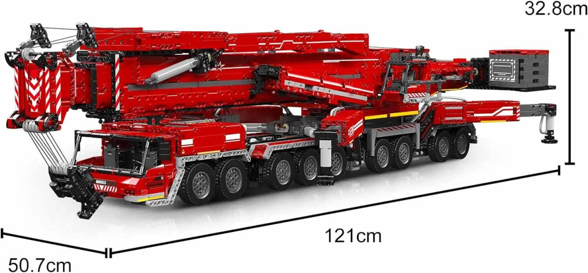 Mould King 17008 RC Technik Kranwagen Liebherr LTM 11200 Frontansicht Maße