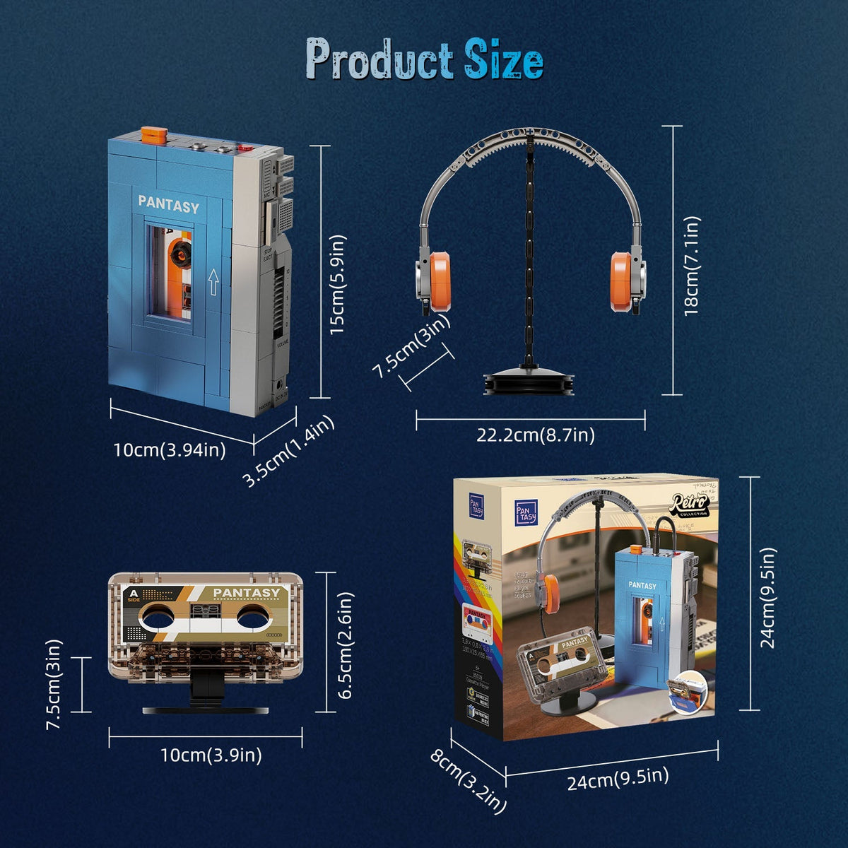 Pantasy 85039 Retro Kassettenplayer mit Kopfhörern - MaxiBricks GmbH85039