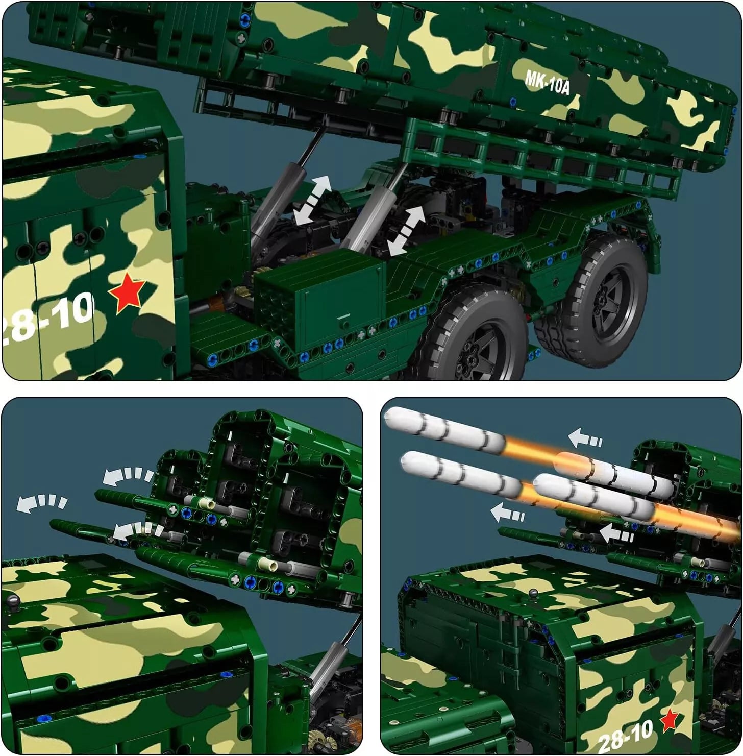 Mould King 20008 RC Technik Militär Raketen Truck MaxiBricks
