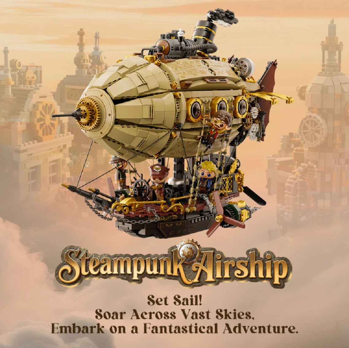 Pantasy 85021 Steampunk Luftschiff Airship 1949 Klemmbausteine MaxiBricks