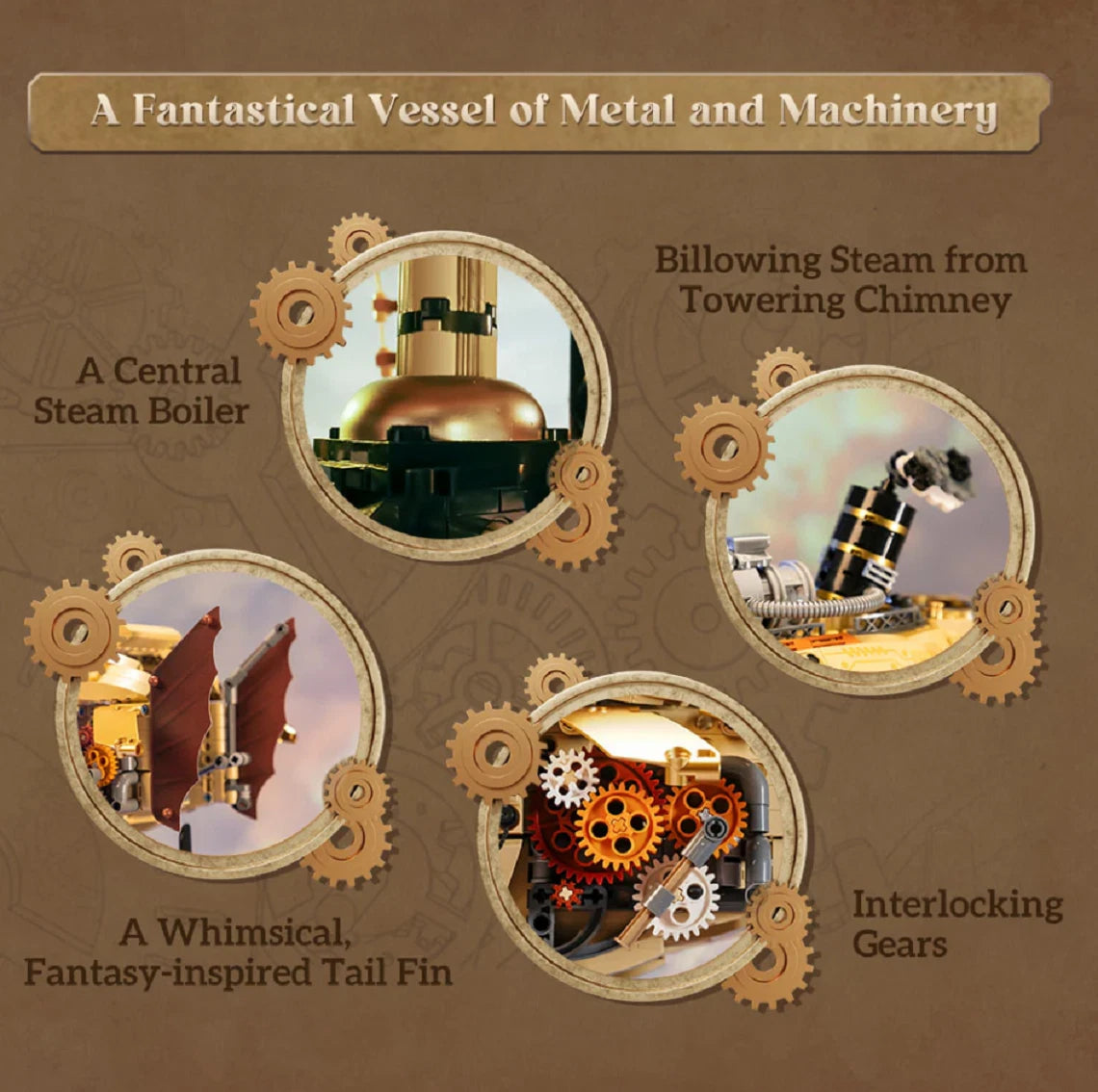 Pantasy 85021 Steampunk Luftschiff Airship 1949 Klemmbausteine MaxiBricks