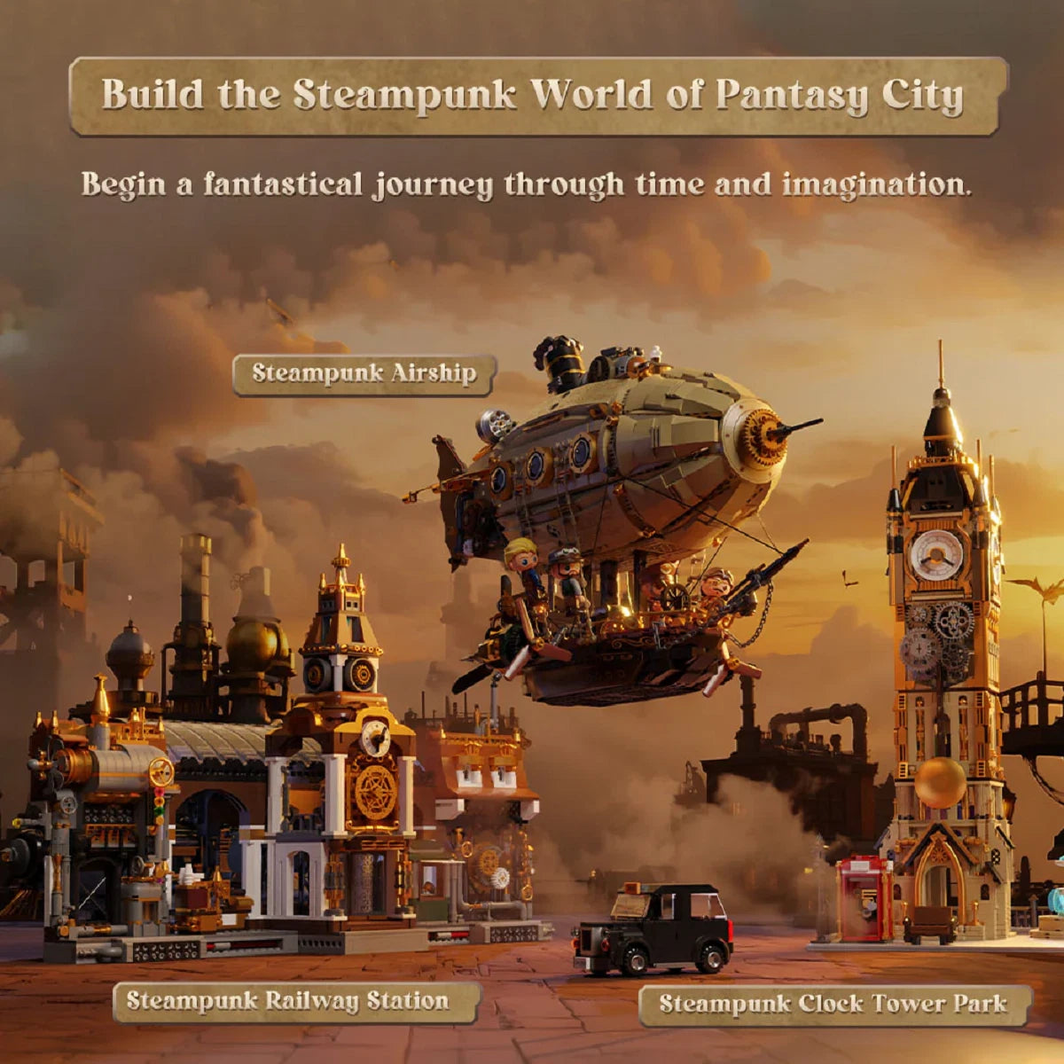 Pantasy 85021 Steampunk Luftschiff Airship 1949 Klemmbausteine MaxiBricks