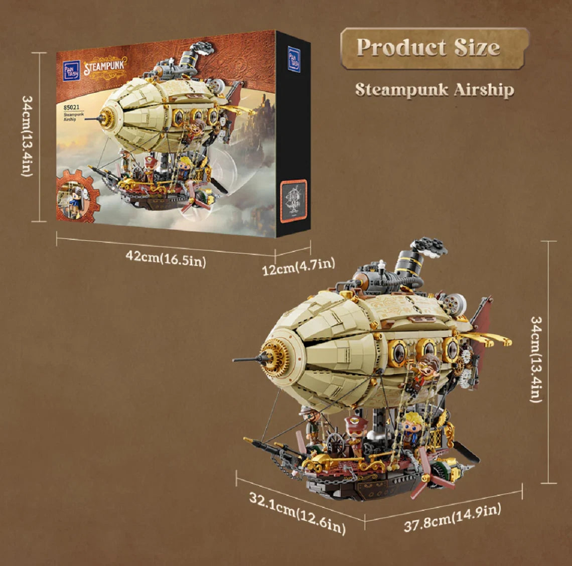 Pantasy 85021 Steampunk Luftschiff Airship 1949 Klemmbausteine MaxiBricks