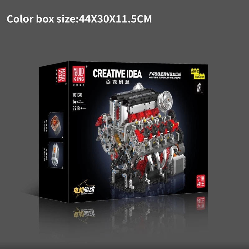 Mould King 10130 Technik Motor F488 V8 Engine MaxiBricks