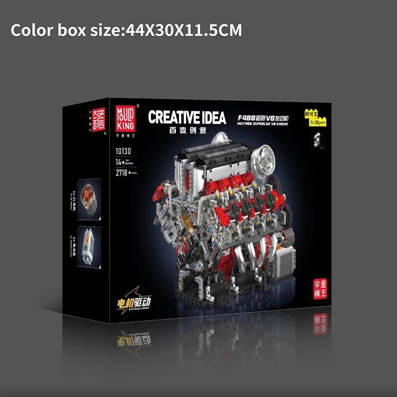 Mould King 10130 Technik Motor F488 V8 Engine - MaxiBricks GmbHMK-10130