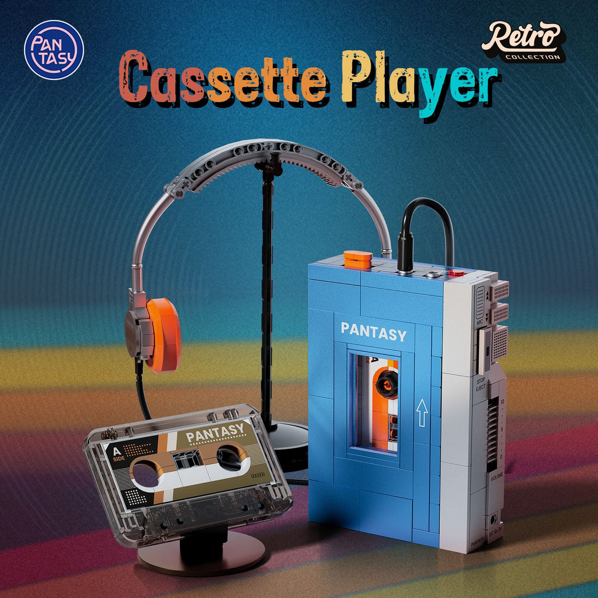 Pantasy 85039 Retro Kassettenplayer mit Kopfhörern