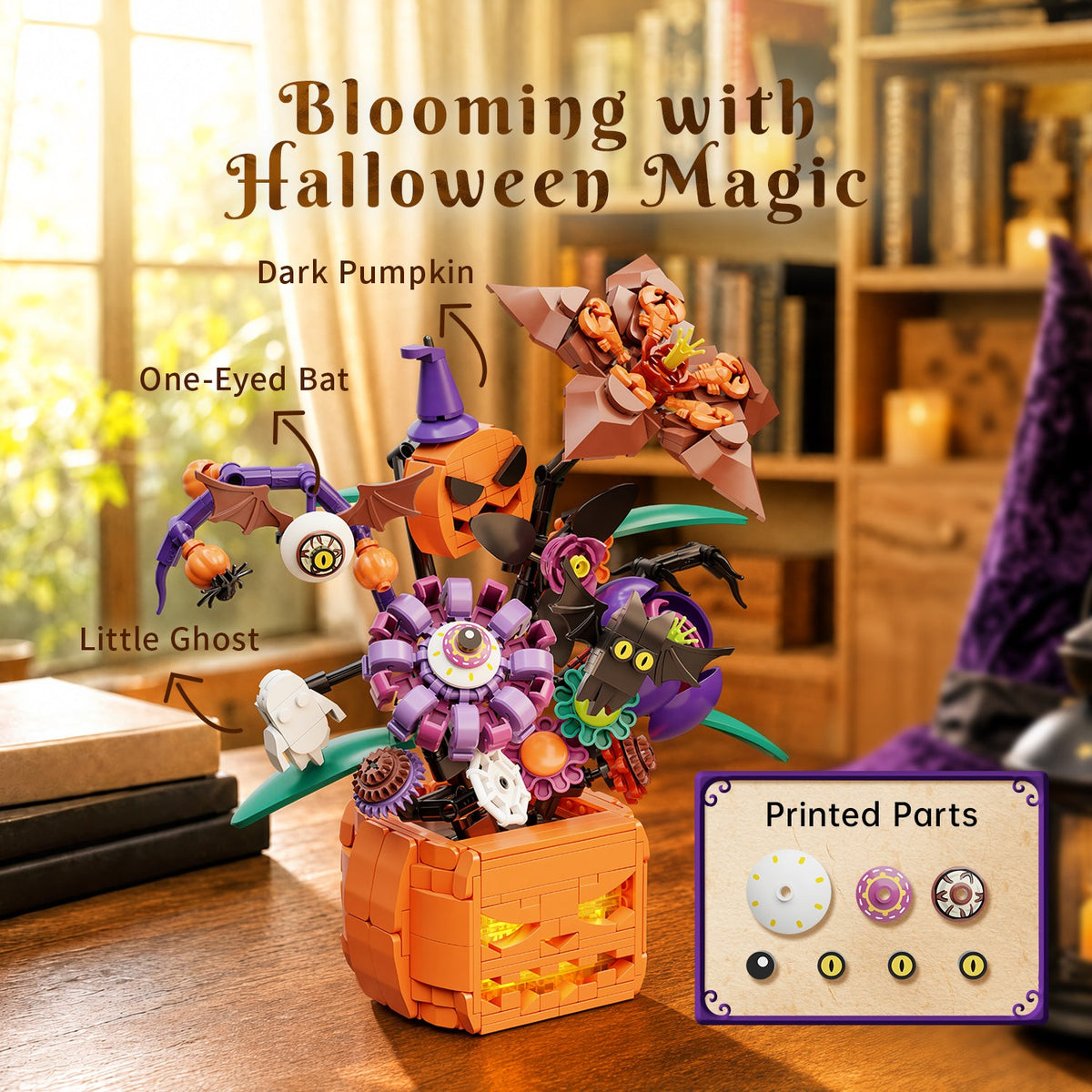 Pantasy 85067 Halloween Kürbis Blumenstrauß mit Licht