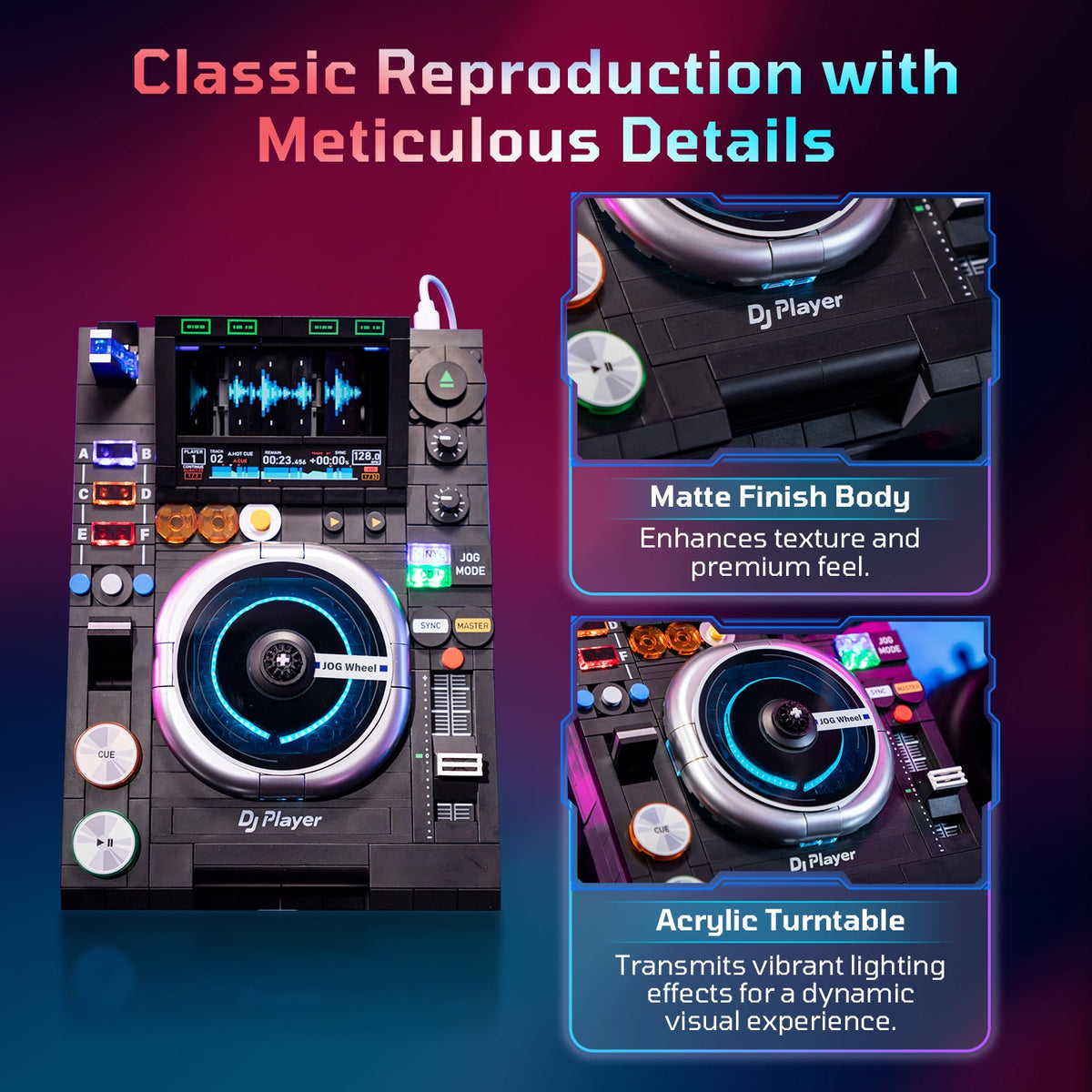 Pantasy 85037 DJ Plattenspieler mit Bluetooth & LED