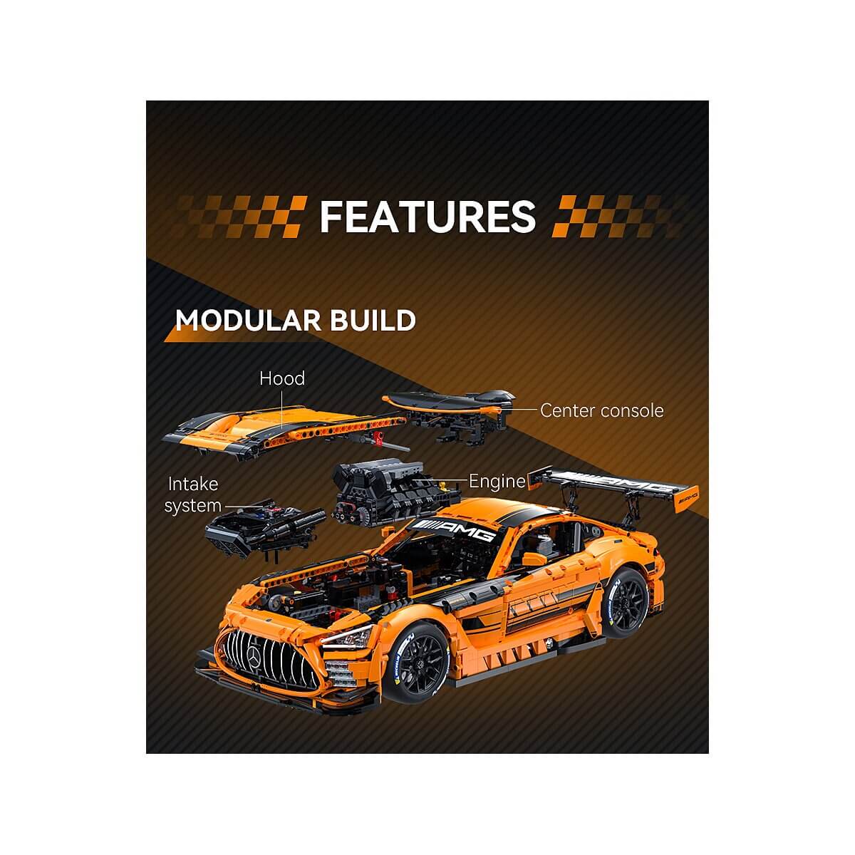 CaDA® C64008W Mercedes - AMG GT3 1:8 orange Klemmbausteine - MaxiBricks GmbHCADA-C64008W