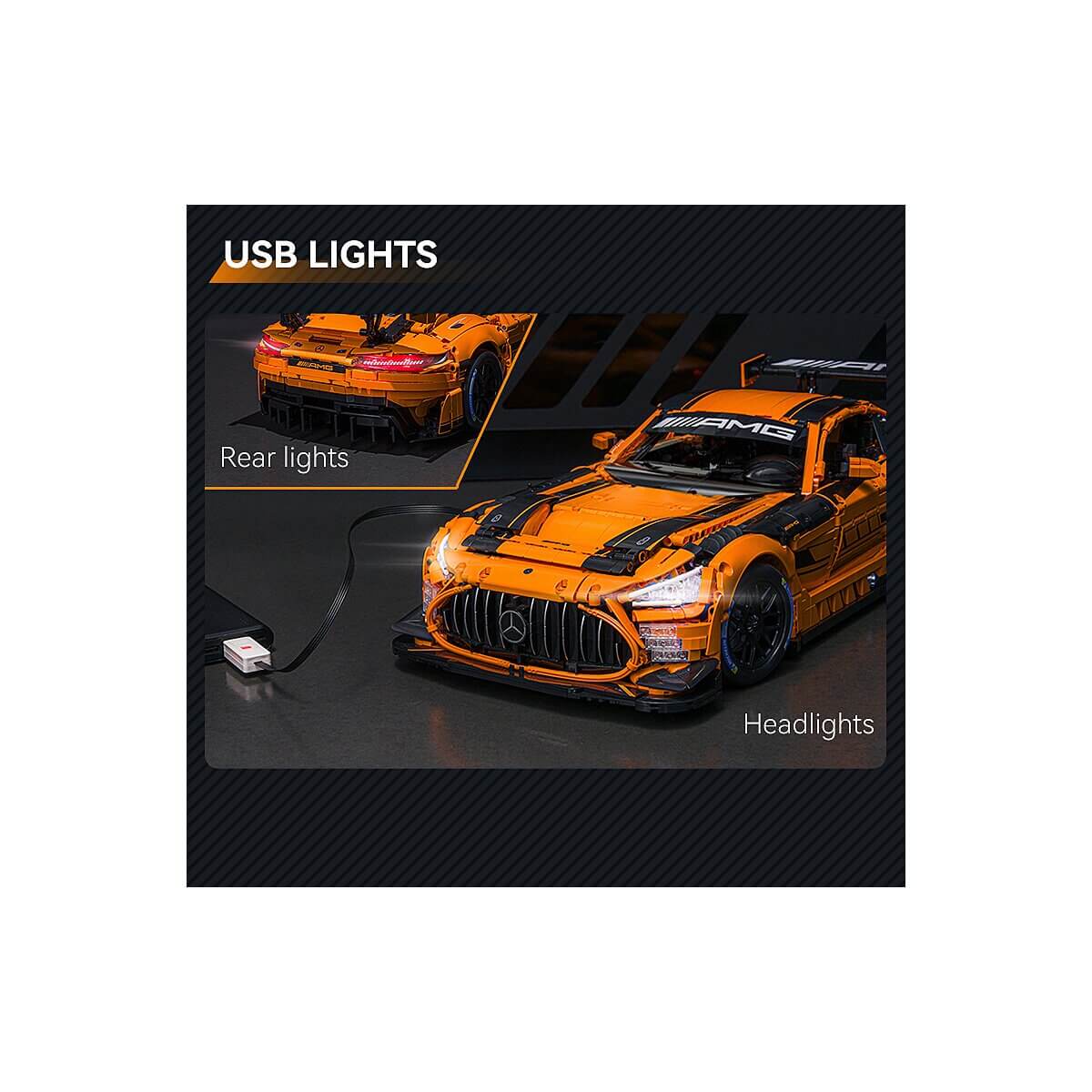 CaDA® C64008W Mercedes - AMG GT3 1:8 orange Klemmbausteine - MaxiBricks GmbHCADA-C64008W