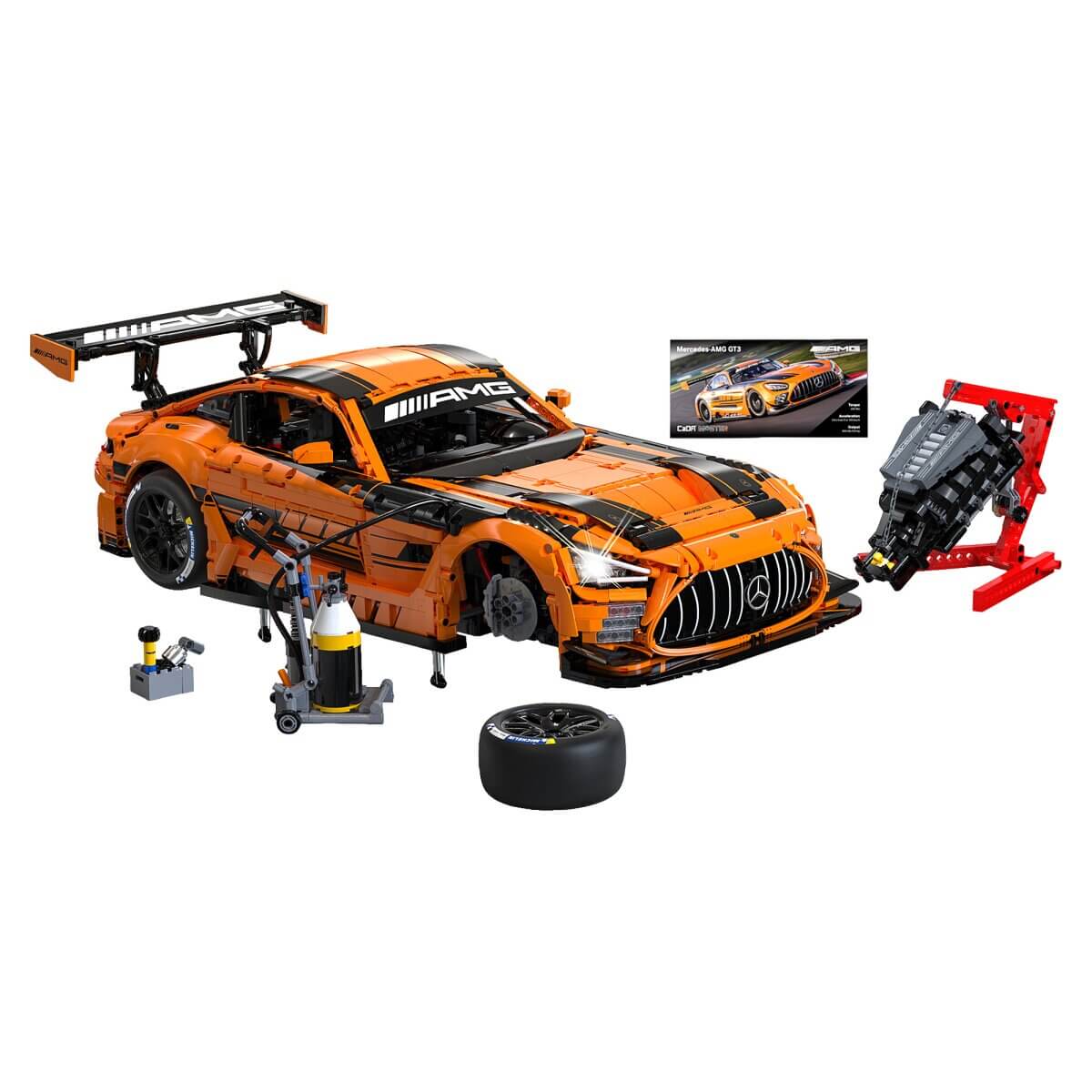 CaDA® C64008W Mercedes - AMG GT3 1:8 orange Klemmbausteine - MaxiBricks GmbHCADA-C64008W