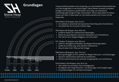 Stone Heap - Schienen Gleise Weichen und Kurven (R40–R104) - MaxiBricks GmbHSH-9011