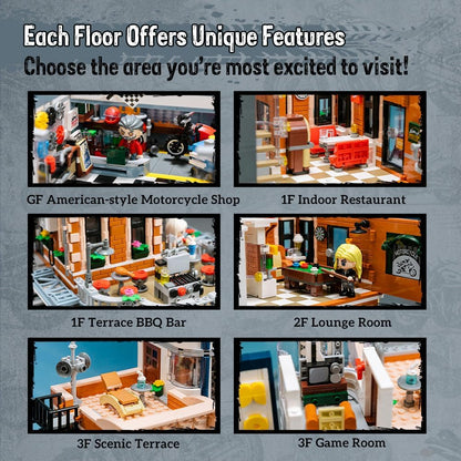 Pantasy 85024 Retro Motorrad-Diner Bar 2994 Teile Modular Building MaxiBricks