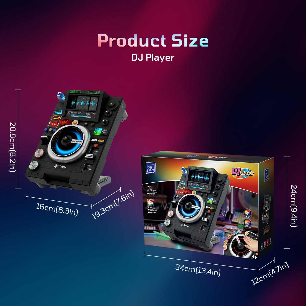 Pantasy 85037 DJ Plattenspieler mit Bluetooth & LED
