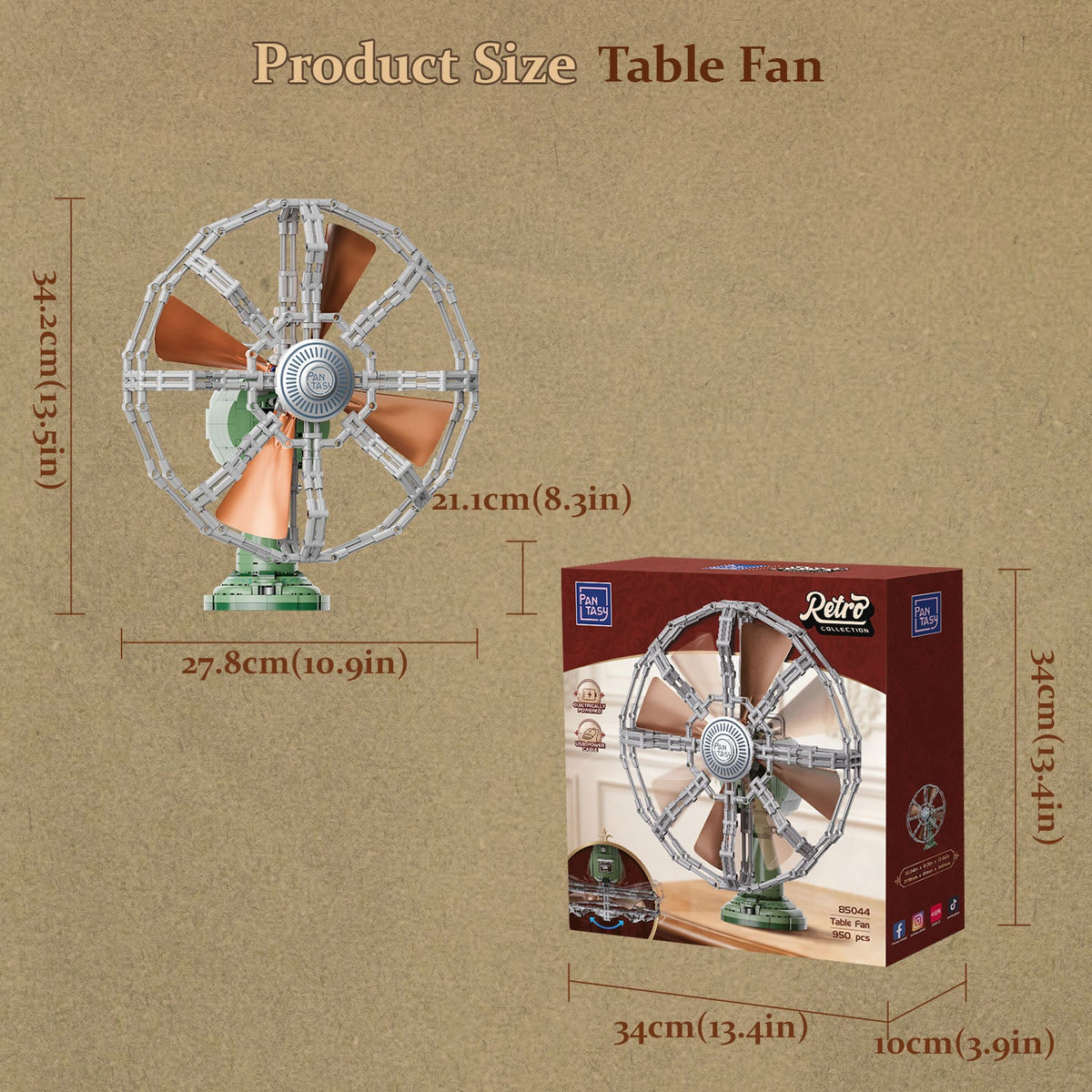 Pantasy 85044 Retro Tischventilator motorisiert