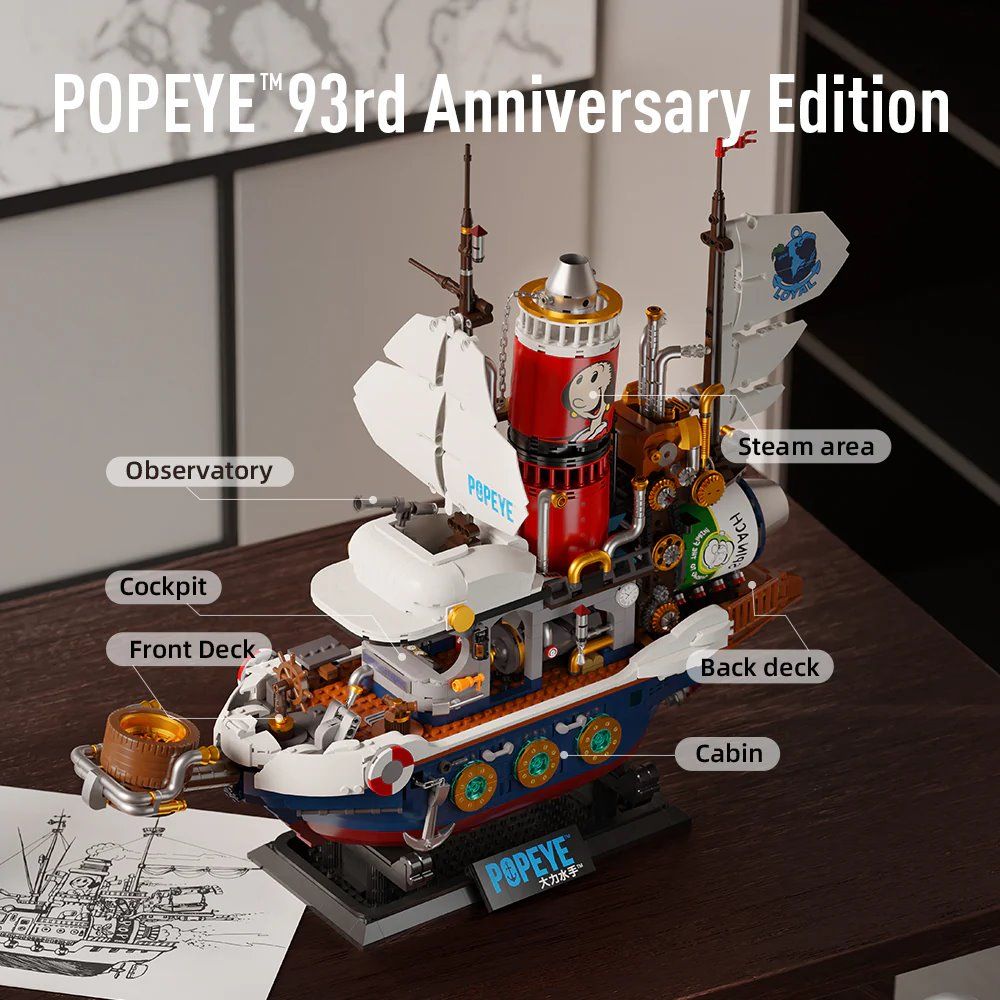 Pantasy 86402 Popeye Dampfschiff 2500 Teile Schiff Sailor Adventure Ship MaxiBricks
