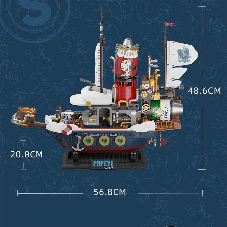 Pantasy 86402 Popeye Dampfschiff 2500 Teile Schiff Sailor Adventure Ship MaxiBricks