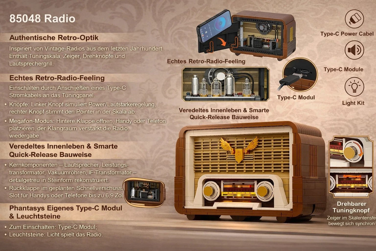 Pantasy 85048 Retro Radio Lautsprecher - MaxiBricks GmbH85048
